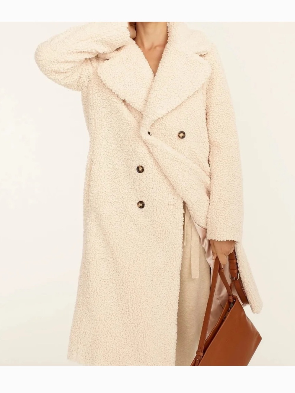 Women’s J.Crew Double-Breasted Teddy Sherpa Topcoat BA528 XXS